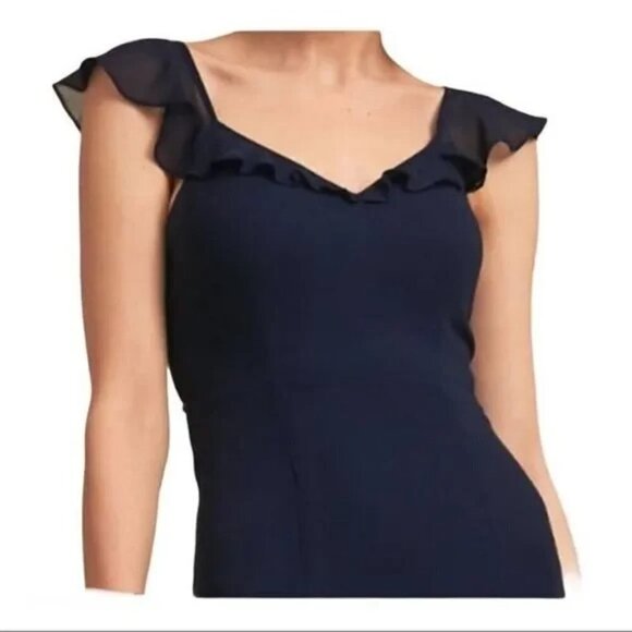 BHLDN Anthropologie Diana Navy Ruffle Maxi Gown $200 - Picture 3 of 12